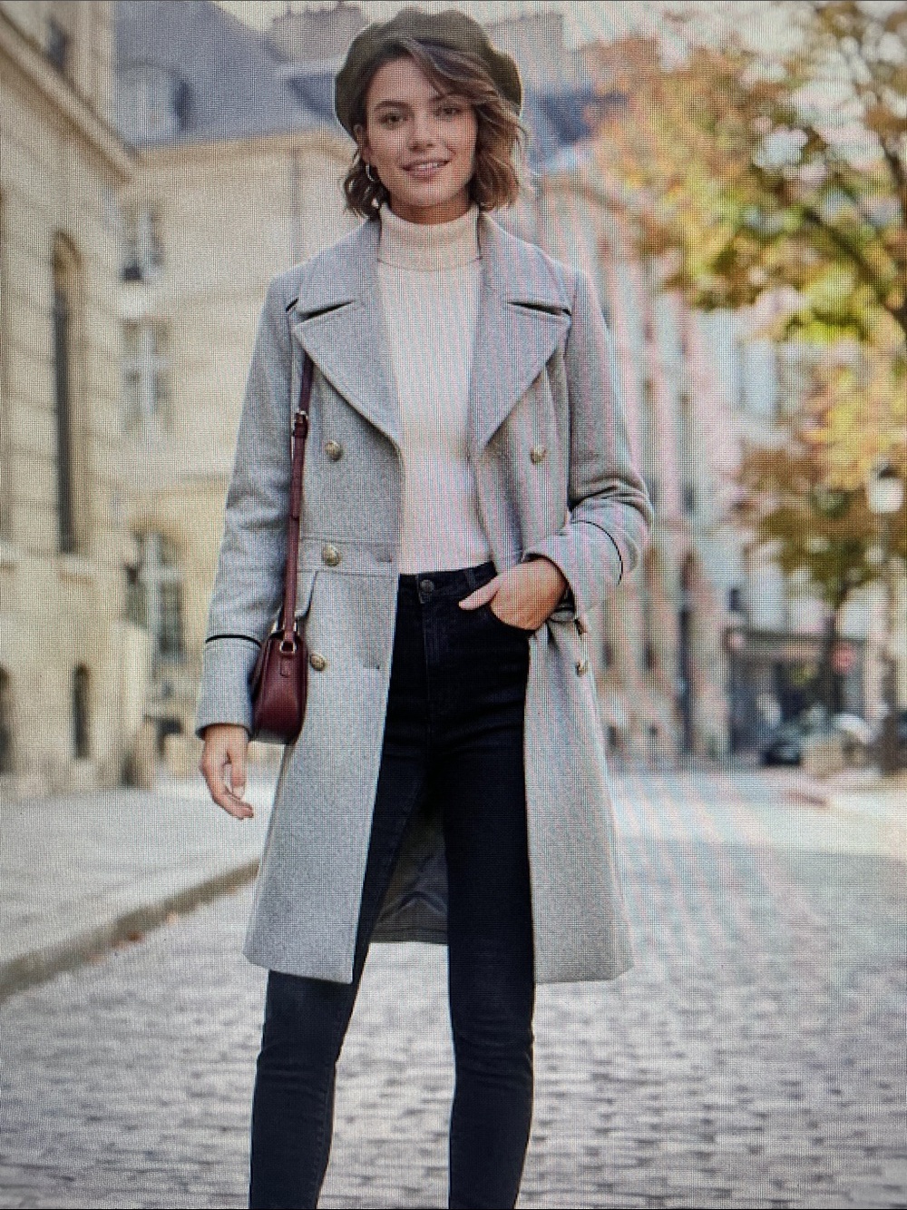 Vince Camuto Double-Breasted Light Gray Wool Blend Coat XL